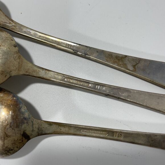 Lot of 3 Vintage 1847 Rogers Bros IS Silverplate Spoon Art Deco Pattern Flatware - Picture 7 of 7